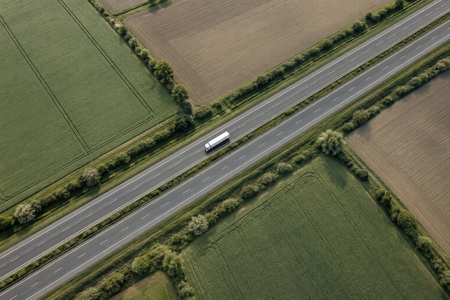 Aerial view of road transport